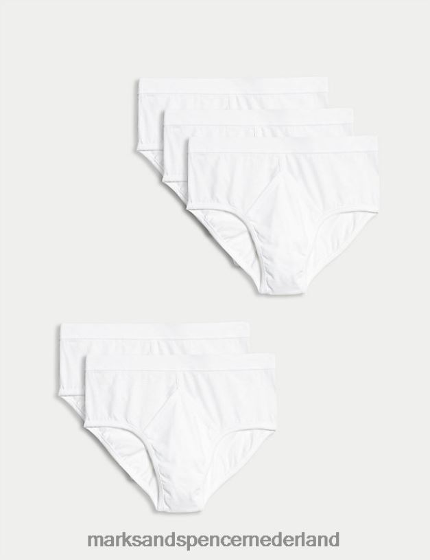 Marks & Spencer Heren 5 stuks puur katoenen slips wit kleding N8VZP5471