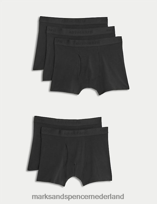 Marks & Spencer Heren 5 stuks supima stretchbroeken van katoenmix zwart kleding N8VZP5818