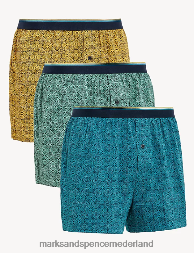 Marks & Spencer Heren Cool & Fresh jersey boxers van puur katoen, 3 stuks ijsvogel kleding N8VZP6001