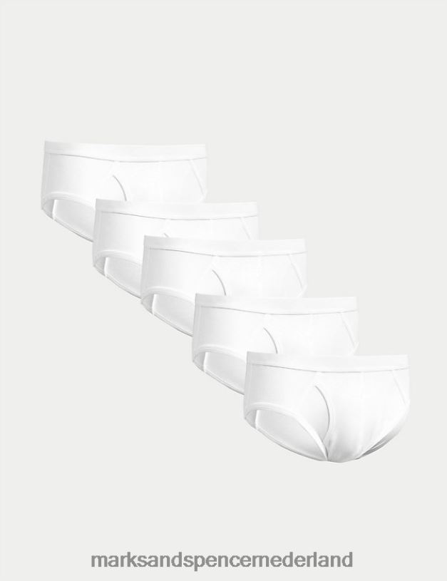 Marks & Spencer Heren Cool & Fresh slipje van 5 katoenen stretch wit kleding N8VZP7540