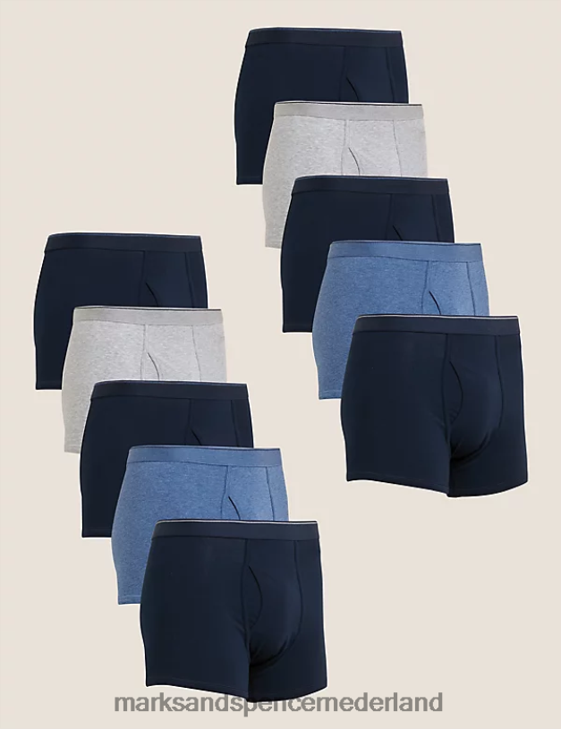 Marks & Spencer Heren Coole en frisse boxershorts van 10 stuks katoenstretch denimmix kleding N8VZP5105