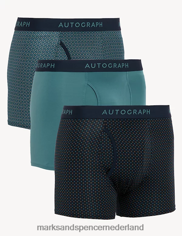 Marks & Spencer Heren Set van 3 microskin trunks met verschillende patronen marine kleding N8VZP6431
