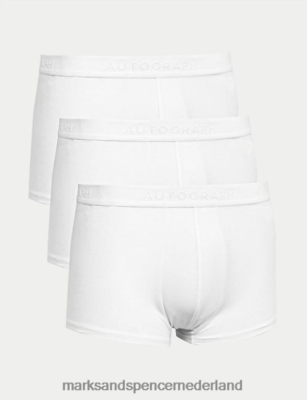 Marks & Spencer Heren Set van 3 supima hipsters van een katoenmix wit kleding N8VZP7226