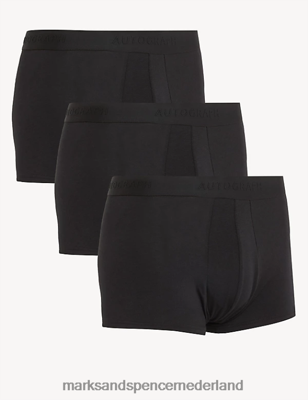 Marks & Spencer Heren Set van 3 supima hipsters van een katoenmix zwart kleding N8VZP7549