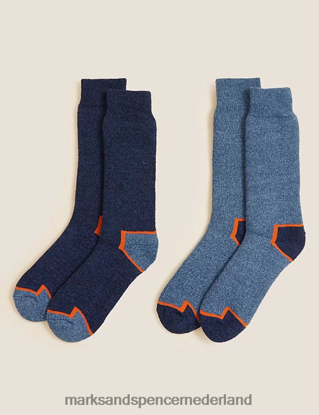 Marks & Spencer Heren 2 stuks Freshfeet zware werksokken marineblauw kleding N8VZP7029