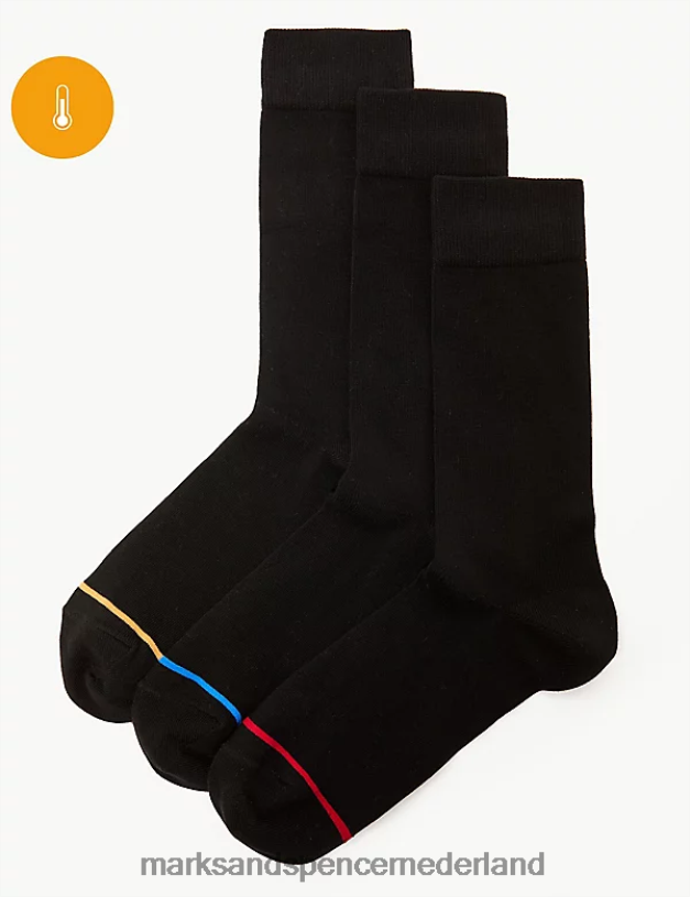 Marks & Spencer Heren 3 stuks Heatgen Light thermische sokken zwarte mix kleding N8VZP7160
