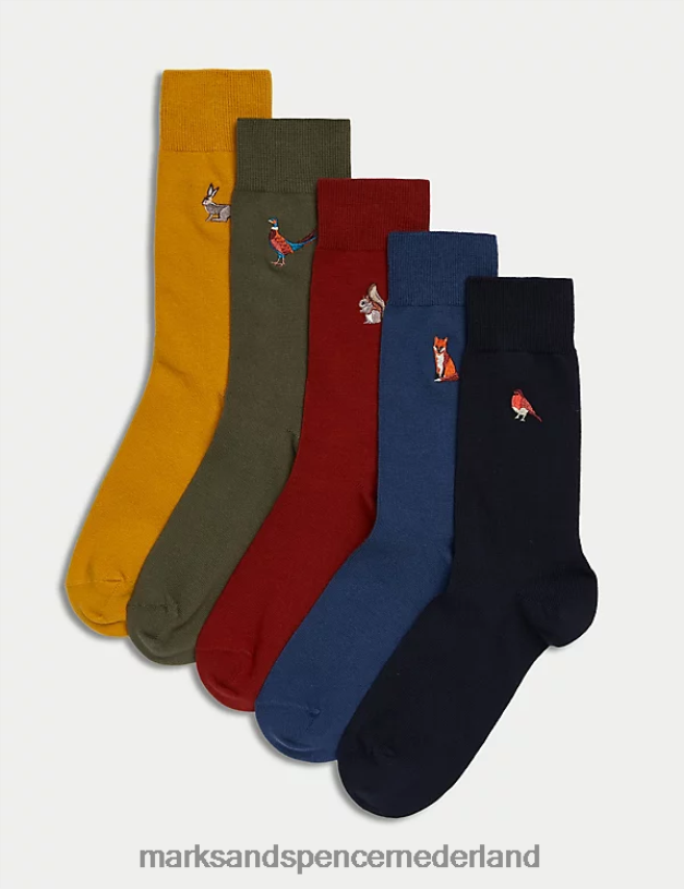 Marks & Spencer Heren 5 stuks coole en frisse katoenrijke sokken multi kleding N8VZP4835