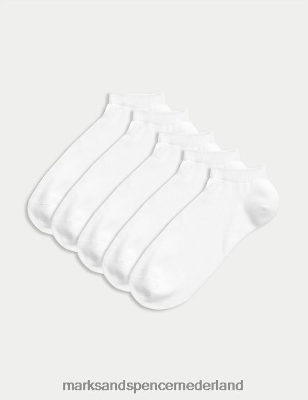 Marks & Spencer Heren 5 stuks coole en frisse sneakervoeringen wit kleding N8VZP6110
