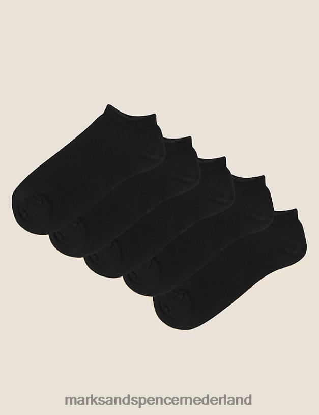 Marks & Spencer Heren 5 stuks coole en frisse sneakervoeringen zwart kleding N8VZP5733