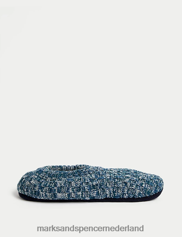 Marks & Spencer Heren Kabelgebreide pantoffelsokken groene mix kleding N8VZP5259