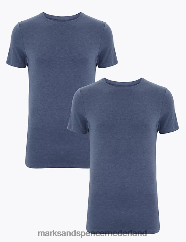 Marks & Spencer Heren 2 stuks Heatgen Light thermische top met korte mouwen denim kleding N8VZP7004