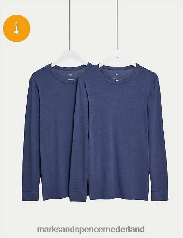 Marks & Spencer Heren 2 stuks Heatgen Light thermische top met lange mouwen denim kleding N8VZP4884