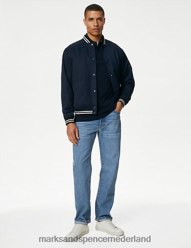 Marks & Spencer Heren 2 stuks poloshirts van puur katoen met een tipje marine mix kleding N8VZP5112