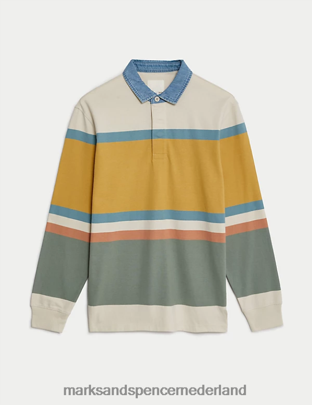 Marks & Spencer Heren Carnegie rugby van puur katoen ecru mix kleding N8VZP5125