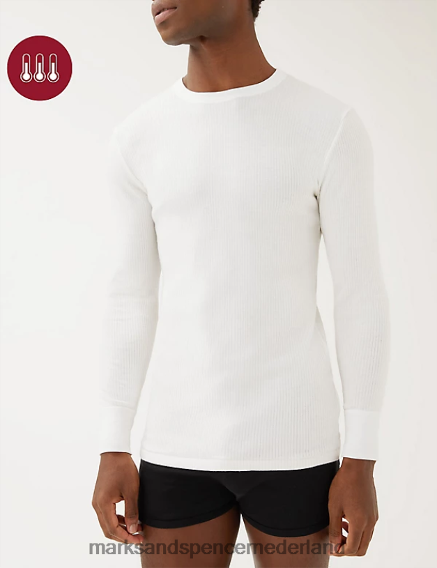 Marks & Spencer Heren Heatgen maximale thermische top met lange mouwen ivoor kleding N8VZP5768