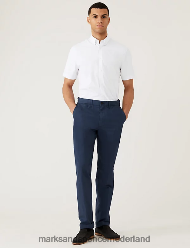 Marks & Spencer Heren Katoenrijk gestreept overhemd met normale pasvorm witte mix kleding N8VZP6889