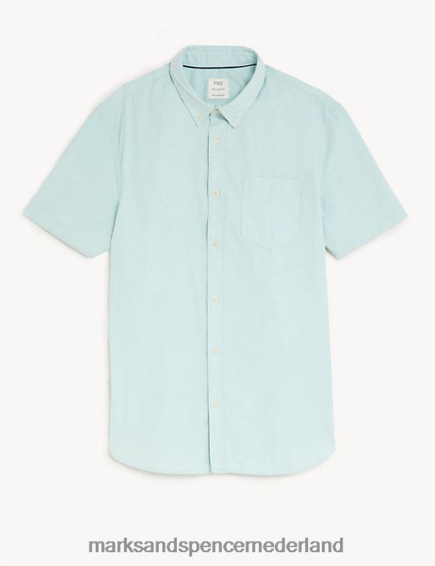 Marks & Spencer Heren Oxford-overhemd van puur katoen groente kleding N8VZP5858