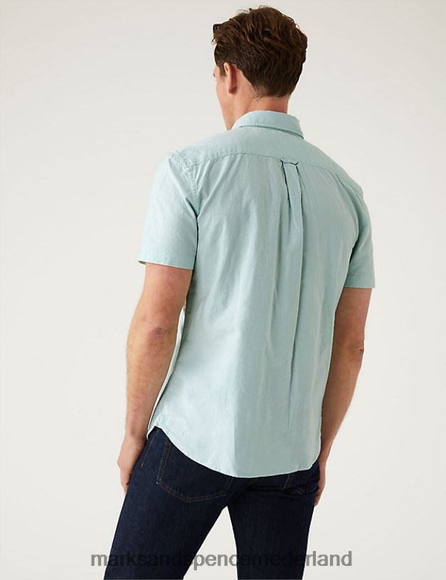 Marks & Spencer Heren Oxford-overhemd van puur katoen groente kleding N8VZP5858