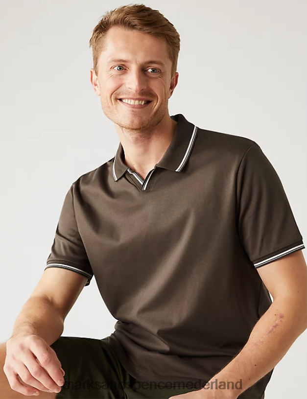 Marks & Spencer Heren Poloshirt van puur katoen licht bruin kleding N8VZP6231