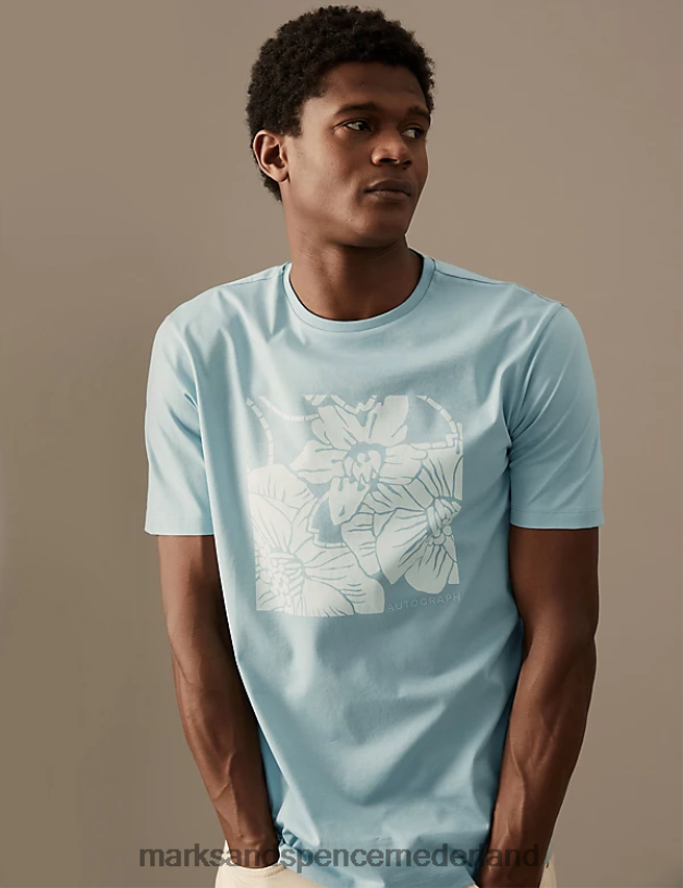 Marks & Spencer Heren Slim-fit grafisch T-shirt van premium katoen eendenei kleding N8VZP7012