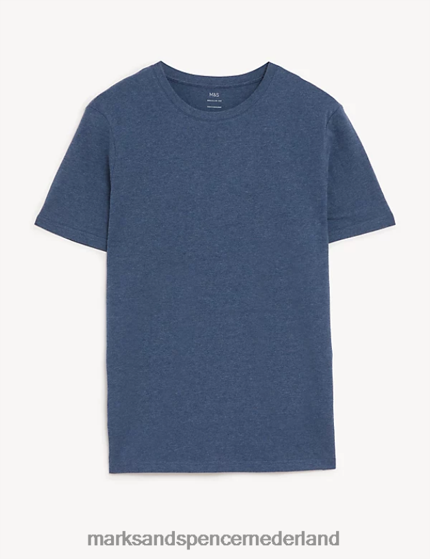 Marks & Spencer Heren T-shirt van puur katoen met ronde hals denim kleding N8VZP146
