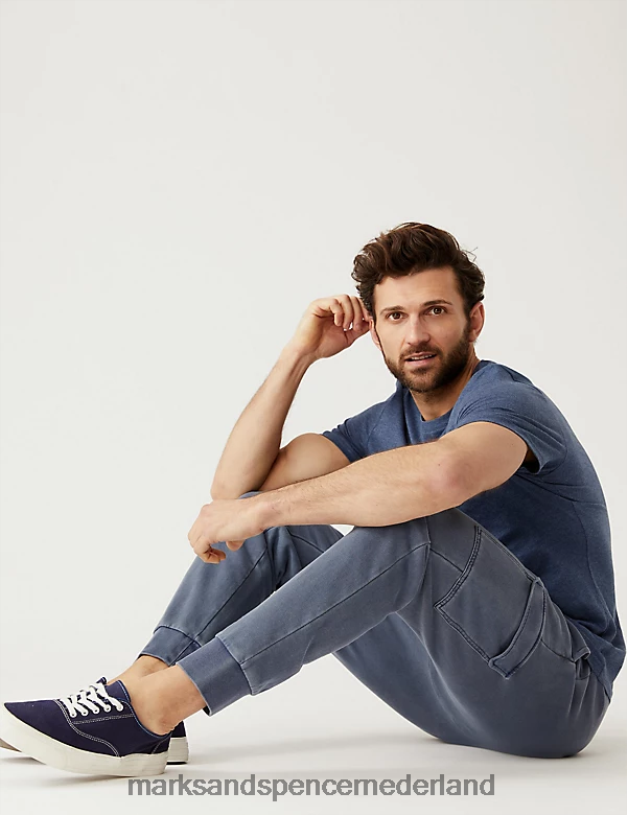 Marks & Spencer Heren T-shirt van puur katoen met ronde hals denim kleding N8VZP146