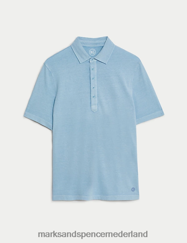 Marks & Spencer Heren de hoyle polo van puur katoen licht marine kleding N8VZP5078