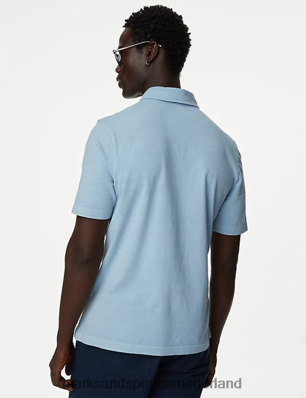 Marks & Spencer Heren de hoyle polo van puur katoen licht marine kleding N8VZP5078