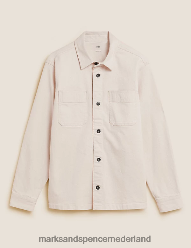 Marks & Spencer Heren denim overshirt ecru kleding N8VZP6640