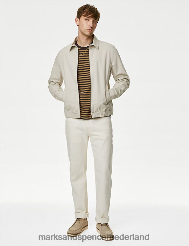 Marks & Spencer Heren gestreept t-shirt van puur katoen bronzen kleding N8VZP6784