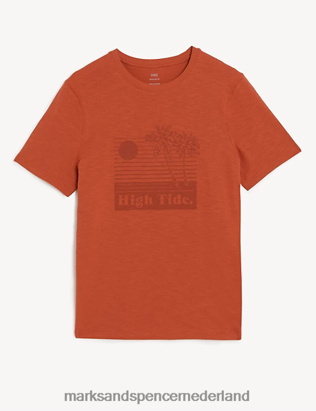 Marks & Spencer Heren grafisch t-shirt van puur katoen koper kleding N8VZP5065