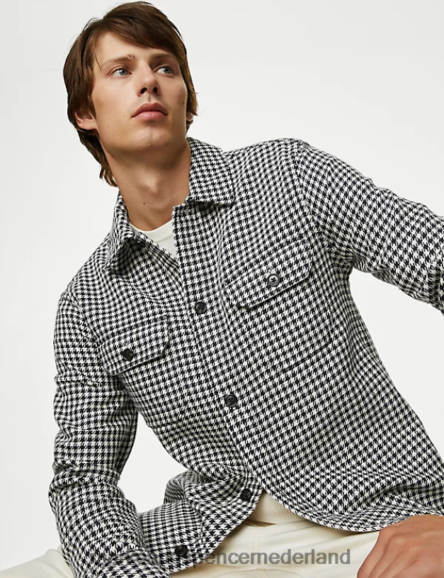 Marks & Spencer Heren katoenrijk dubbelzijdig overshirt marine mix kleding N8VZP5477