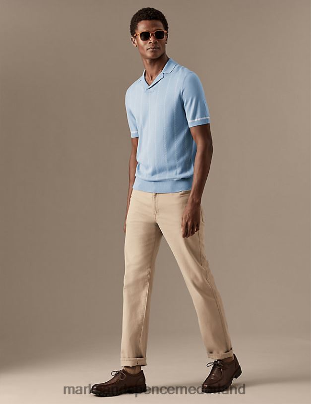 Marks & Spencer Heren katoenrijk gebreid poloshirt met punt eendenei kleding N8VZP6031