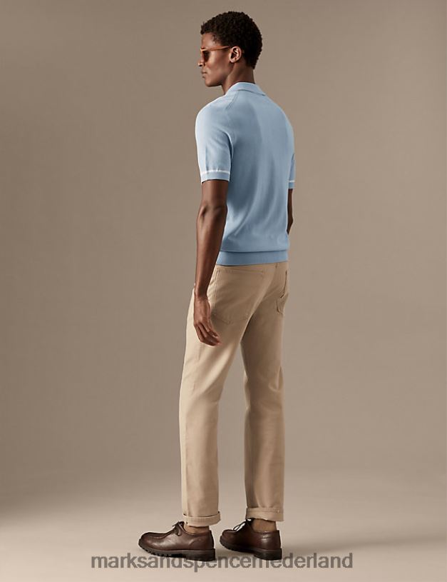 Marks & Spencer Heren katoenrijk gebreid poloshirt met punt eendenei kleding N8VZP6031