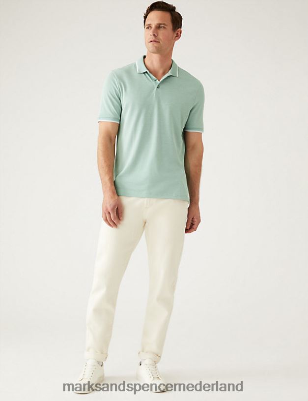 Marks & Spencer Heren modal poloshirt met rijke puntkraag fris groen kleding N8VZP6396