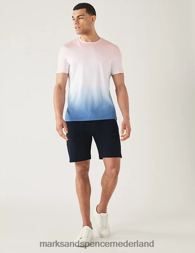 Marks & Spencer Heren ombre t-shirt van puur katoen blauw mengsel kleding N8VZP5928