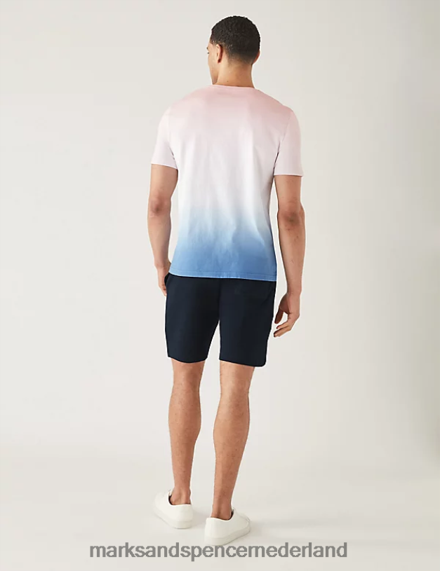 Marks & Spencer Heren ombre t-shirt van puur katoen blauw mengsel kleding N8VZP5928