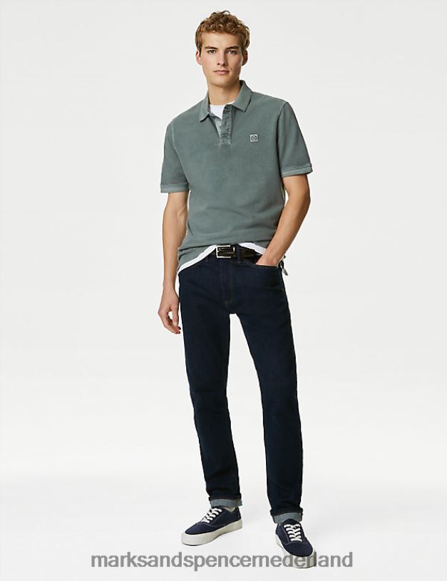 Marks & Spencer Heren poloshirt van puur katoen salie groen kleding N8VZP7216