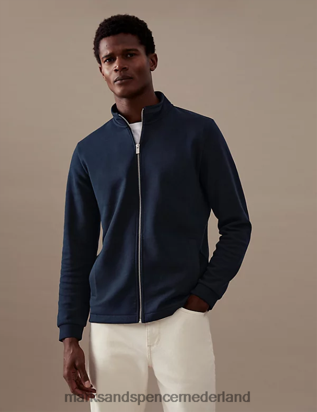 Marks & Spencer Heren sweatshirt van katoenmix donker marine kleding N8VZP7112