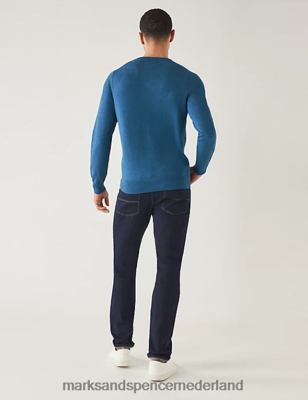 Marks & Spencer Heren Gebreide trui van puur katoen met V-hals maagdenpalm kleding N8VZP7205