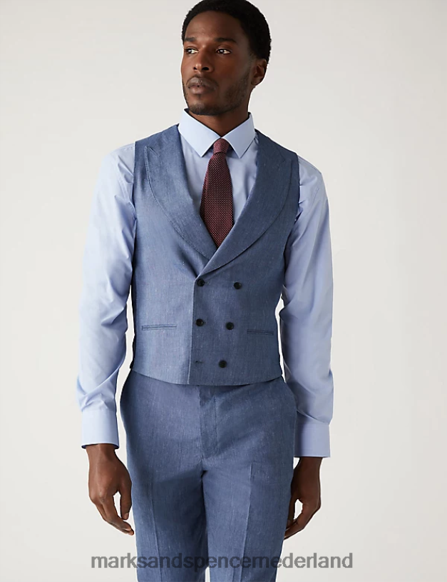 Marks & Spencer Heren Italiaans linnen wondergilet chambray kleding N8VZP5544