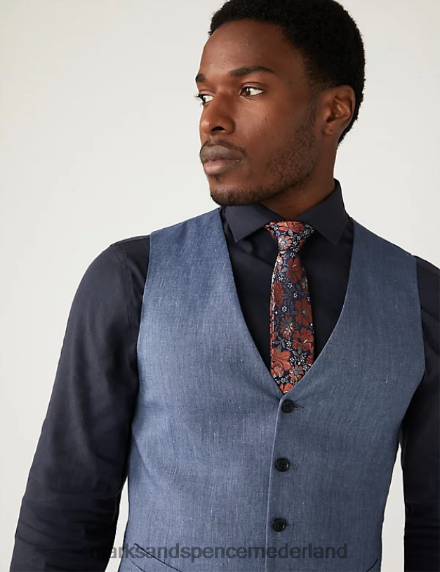 Marks & Spencer Heren Italiaans linnen wondergilet chambray kleding N8VZP6227