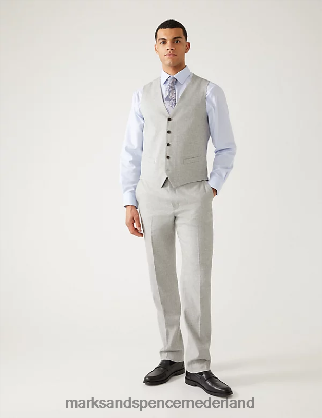 Marks & Spencer Heren Italiaans linnen wondergilet grijs kleding N8VZP6925