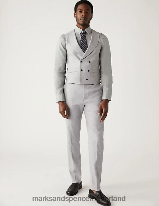 Marks & Spencer Heren Italiaans linnen wondergilet lichtgrijs kleding N8VZP5931