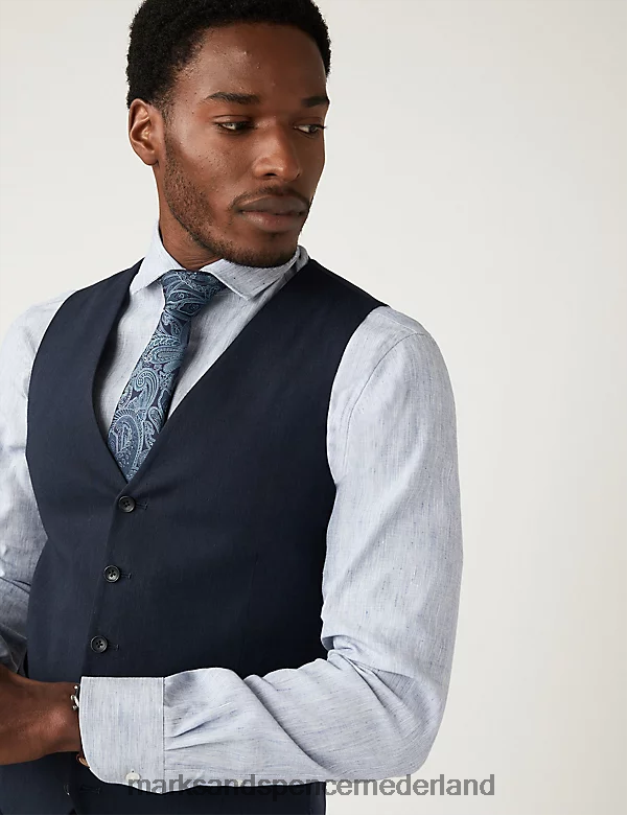 Marks & Spencer Heren Italiaans linnen wondergilet marine kleding N8VZP6229