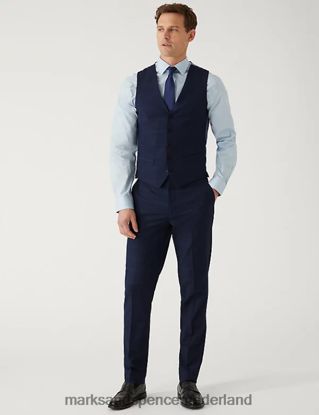 Marks & Spencer Heren geruit gilet blauw kleding N8VZP6568
