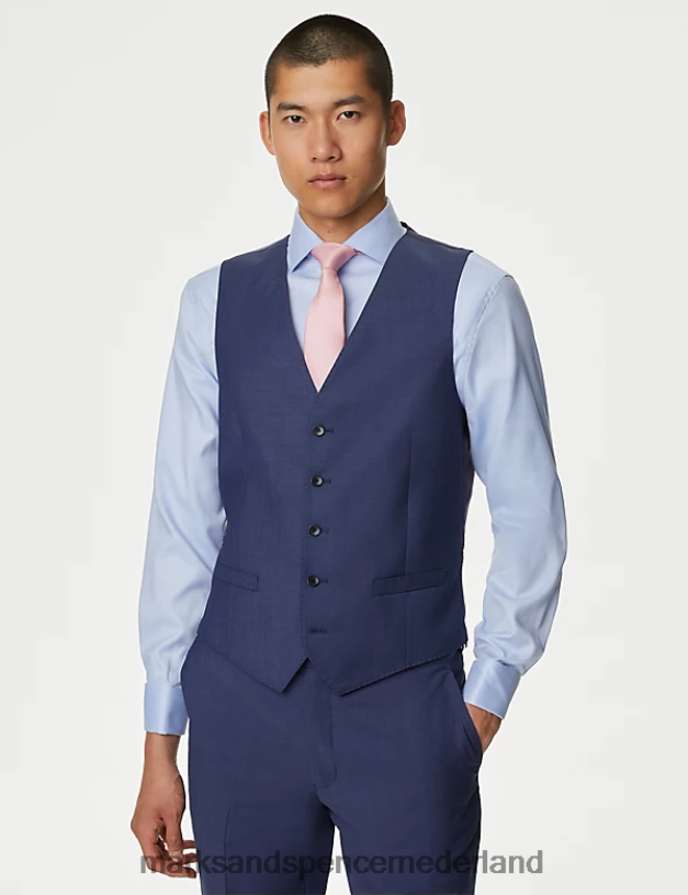 Marks & Spencer Heren vest van zuiver wol chambray kleding N8VZP6028