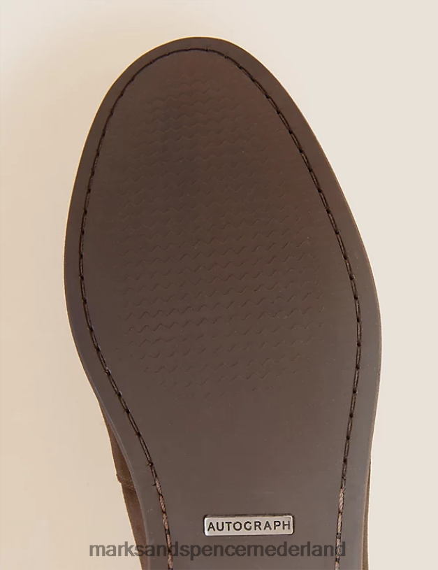 Marks & Spencer Heren Suède vlekbestendige instaploafers chocolade schoenen N8VZP6745