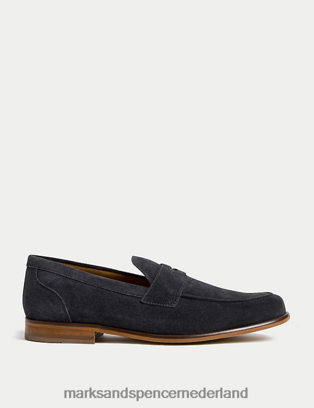 Marks & Spencer Heren Suède vlekbestendige instaploafers marine schoenen N8VZP7098
