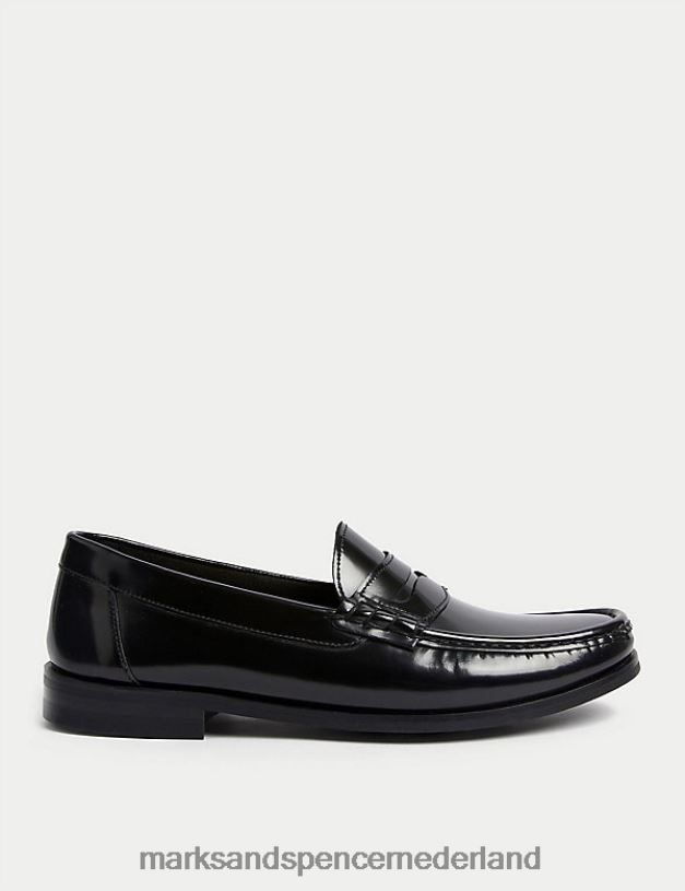 Marks & Spencer Heren hunslet penny-loafer zwart schoenen N8VZP5389